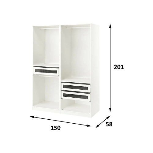 Гардеробная Пакс IKEA 3 ящика 150