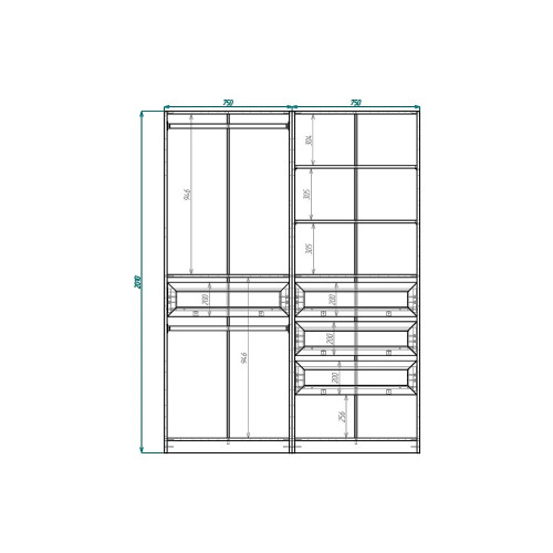Гардеробная Пакс IKEA 4 ящика 201