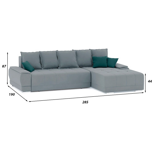 Диван угловой Nordviks (Модерн) Plush Light Grey - Изумруд