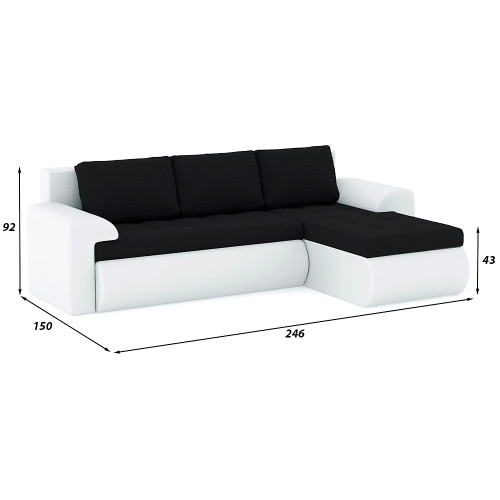 Диван угловой Кормак (Цезарь) Plush Black
