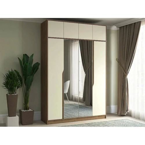Шкаф Монс-4 МДФ с антресолью и зеркалами Style-2