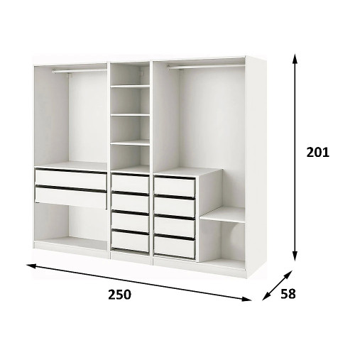Гардеробная Пакс IKEA 10 ящиков 201