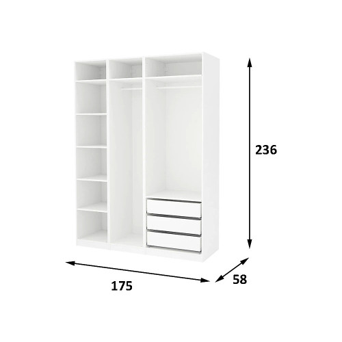 Гардеробная Пакс IKEA 3 ящика 236
