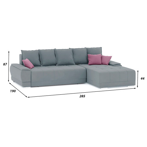 Диван угловой Nordviks (Модерн) Plush Light Grey - Пасти